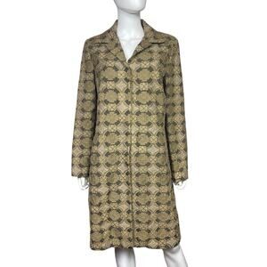 Biya Johnny Was Women's L Gold Brown Silk Artsy Embroidered Lined Textured Coat